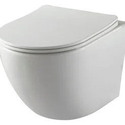 Planète Bain Pack WC suspendu gain de place bâti mural verre blanc + cuvette sans bride Corolla