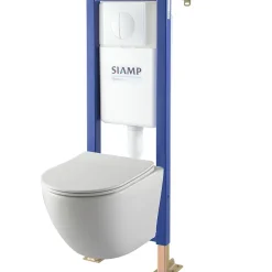 Planète Bain Pack WC suspendu gain de place bâti universel Siamp + cuvette sans bride Corolla