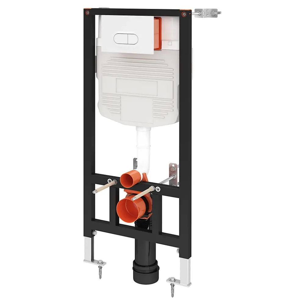 Wc Suspendu|GoodHome Pack WC suspendu Lagon, en porcelaine vitrifiée avec abattant + bâti-support universel,