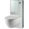 Wc Suspendu|Planète Bain Pack WC suspendu mural en verre blanc et cuvette carénée sans bride CERES