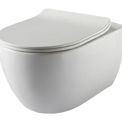 Wc Suspendu|Planète Bain Pack WC suspendu mural en verre blanc et cuvette carénée sans bride CERES