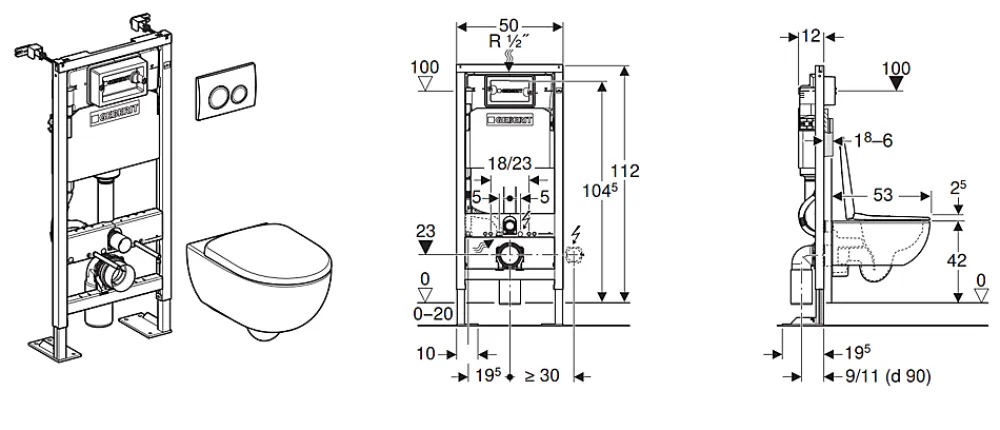 Wc Suspendu|Geberit Pack WC suspendu sans bride, G-500 Design