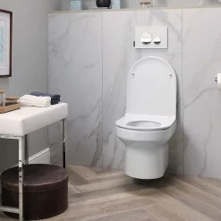 Wc Suspendu|Jacob Delafon Pack WC suspendu sans bride Elite + bâti-support + plaque Chrome + accessoires