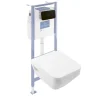 Villeroy & Boch Pack WC suspendu sans bride Architectura Twistflush e3 rectangle + bâti-support sol et mur + plaque noir