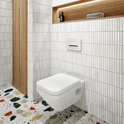 Villeroy & Boch Pack WC suspendu sans bride Architectura Twistflush e3 rectangle+bâti-support sol et mur+plaque chrome brillant