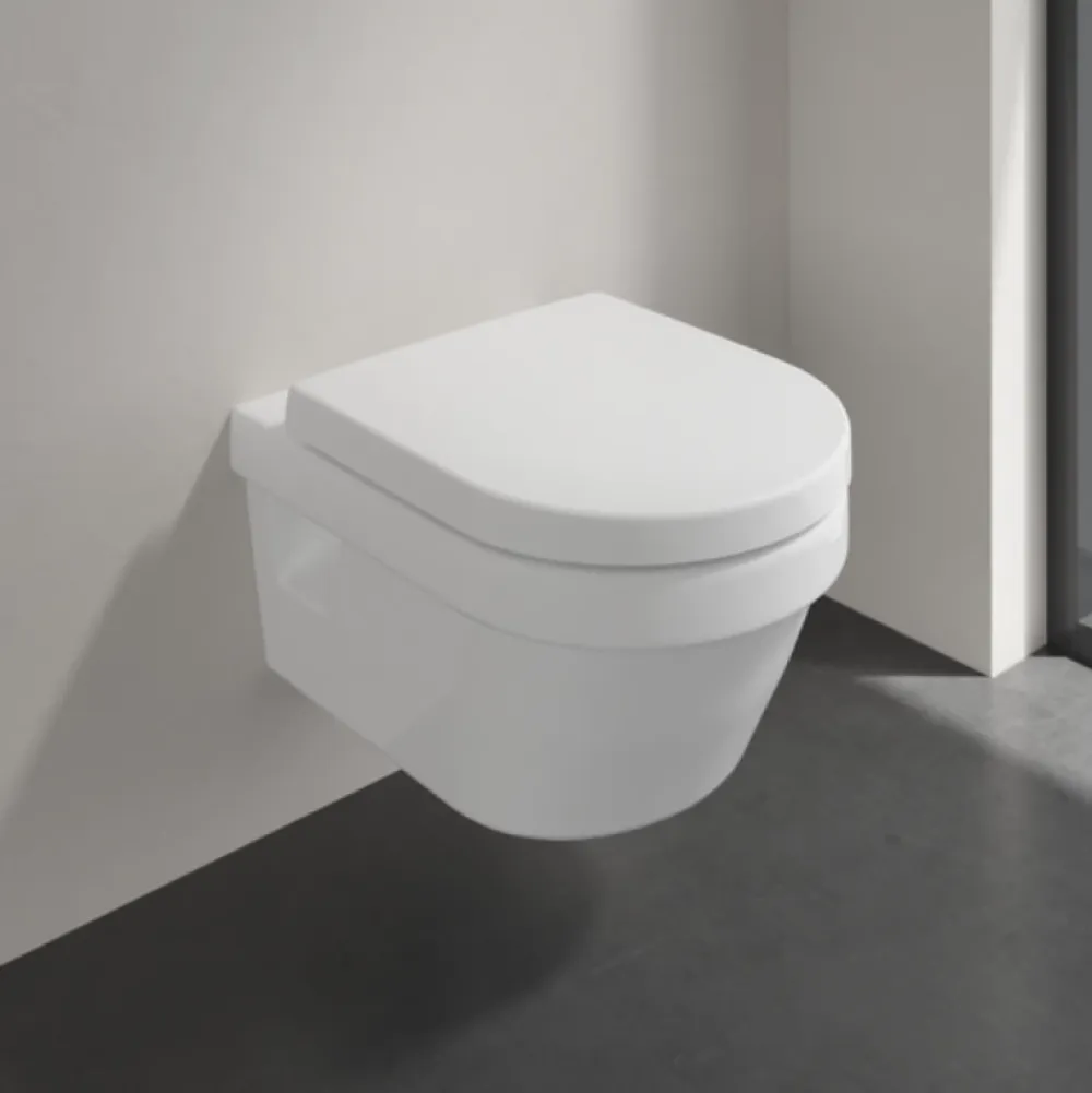 Wc Suspendu|Villeroy & Boch Pack WC suspendu sans bride VILLEROY ET BOCH Architectura Directflush + abattant + plaque blanche + bâti + Tabouret blanc