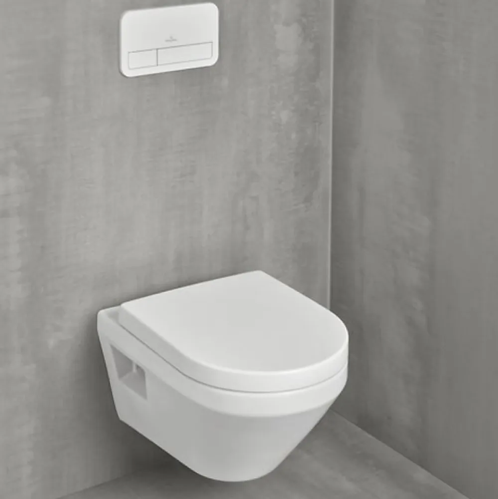 Wc Suspendu|Villeroy & Boch Pack WC suspendu sans bride Architectura Twistflush e3 rond + bâti-support sol et mur + plaque blanc