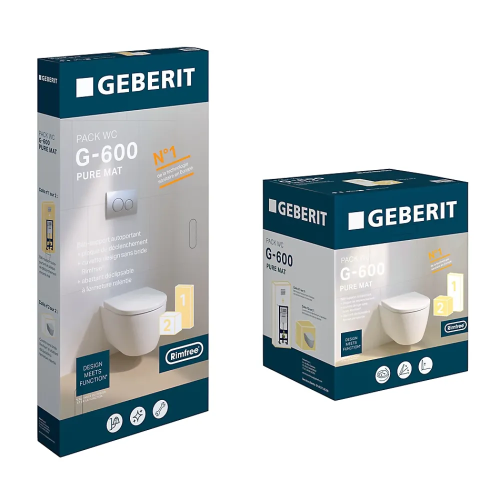 Wc Suspendu|Geberit Pack WC suspendu sans bride, G-600 Pure Mat