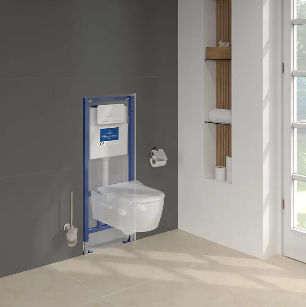 Wc Suspendu|Villeroy & Boch Pack WC suspendu sans bride VILLEROY ET BOCH Avento + Bâti support ViConnect Pro + abattant frein de chute + plaque blanche
