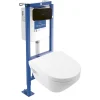 Villeroy & Boch Pack WC suspendu sans bride Architectura Twistflush e3 rond + bâti-support ViConnect + plaque noir