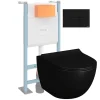 Vitra Pack WC suspendu Sento noir + bâti autoportant V-Fix Core + Plaque Round Noir mat