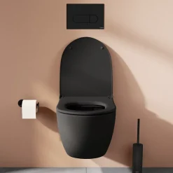 Vitra Pack WC suspendu Sento noir + bâti autoportant V-Fix Core + Plaque Round Noir mat
