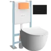 Vitra Pack WC suspendu Sento blanc + bâti autoportant V-Fix Core + Plaque Round Noir mat