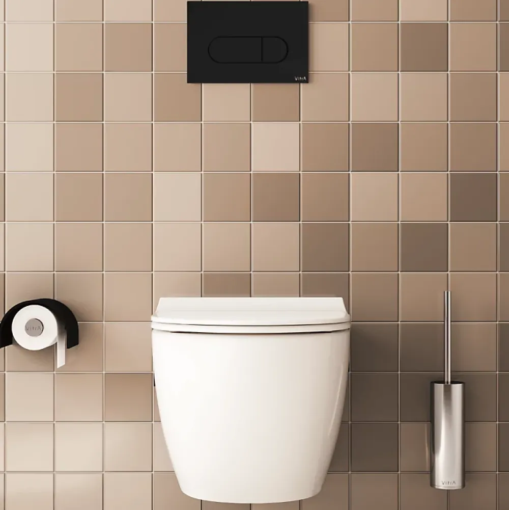 Vitra Pack WC suspendu Sento blanc + bâti autoportant V-Fix Core + Plaque Round Noir mat