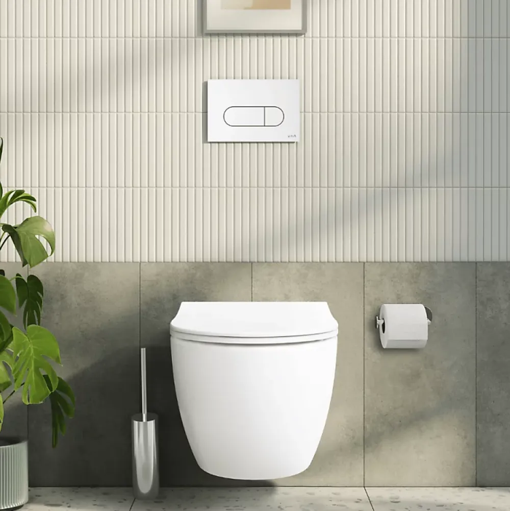 Vitra Pack WC suspendu Sento blanc mat + bâti autoportant V-Fix Core + Plaque Round Blanche
