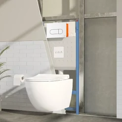 Vitra Pack WC suspendu Sento blanc mat + bâti autoportant V-Fix Core + Plaque Round Blanche