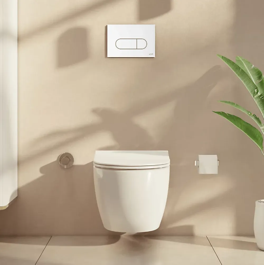Vitra Pack WC suspendu Sento blanc mat + bâti autoportant V-Fix Core + Plaque Round Blanche