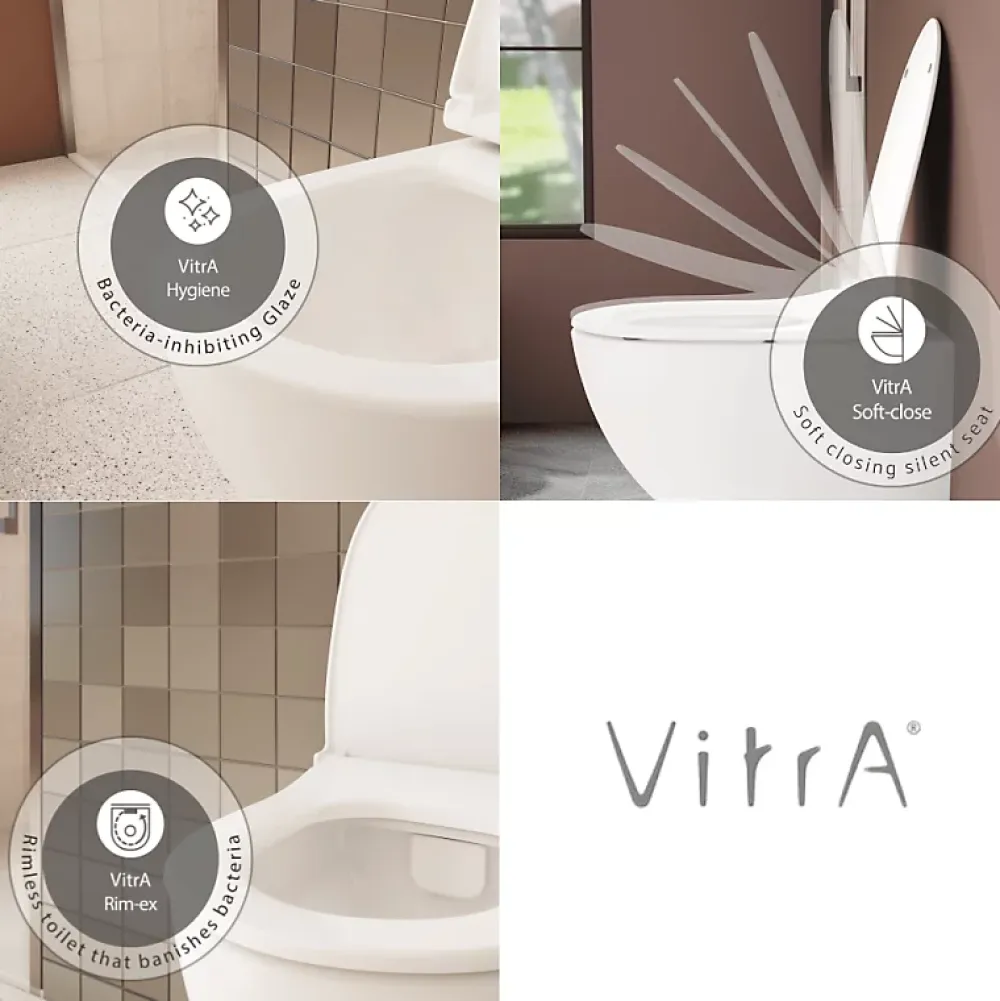 Vitra Pack WC suspendu Sento blanc mat + bâti autoportant V-Fix Core + Plaque Round Blanche