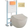 Vitra Pack WC suspendu Sento lin mat + bâti autoportant V-Fix Core + Plaque Round noir mat