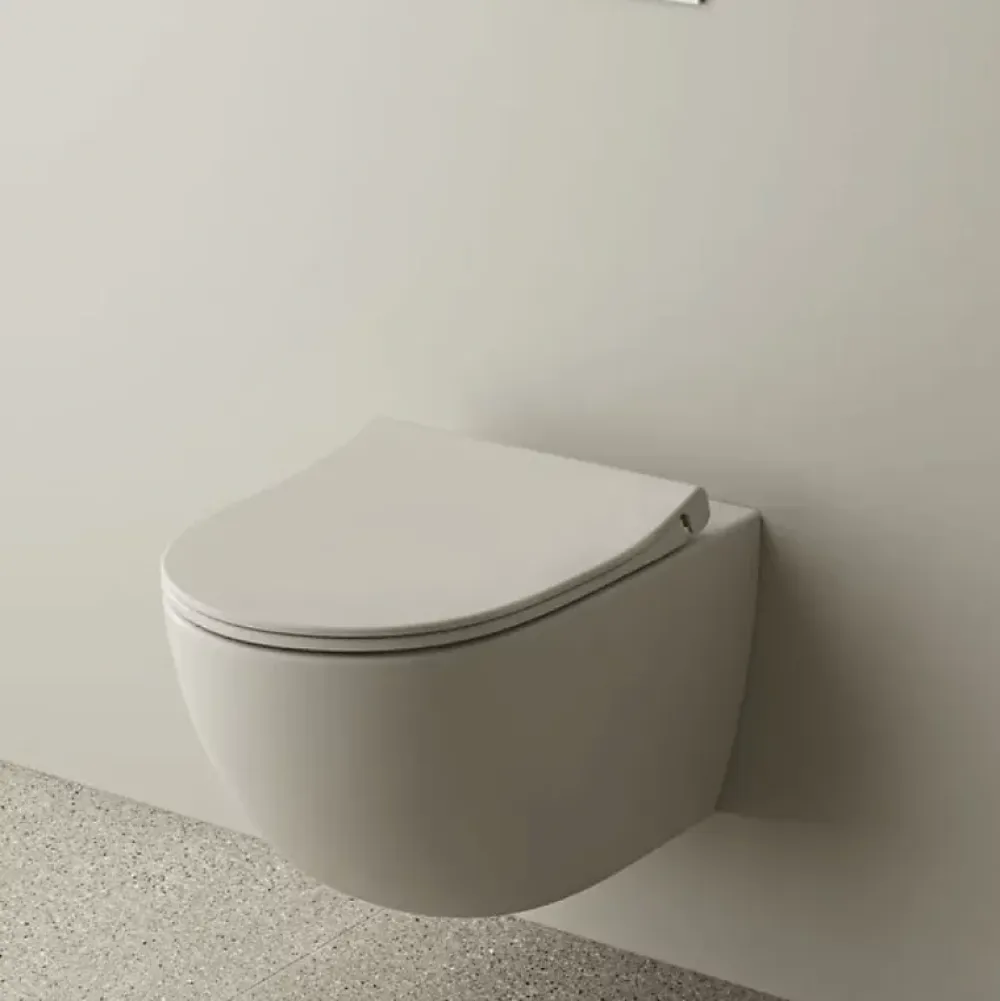Vitra Pack WC suspendu Sento lin mat + bâti autoportant V-Fix Core + Plaque Round noir mat