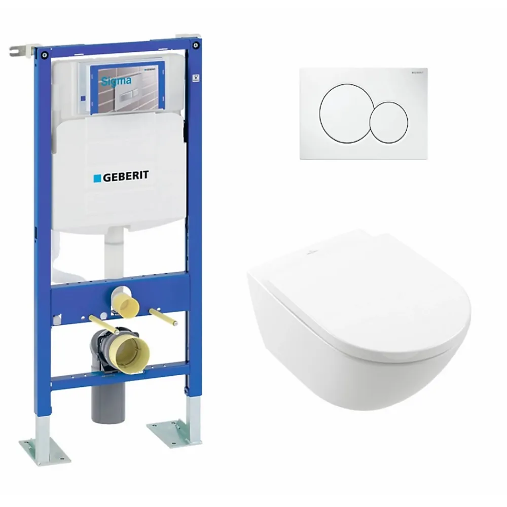 Geberit Pack WC UP320 autoportant + Cuvette Subway 3.0 + Plaque Sigma Blanche