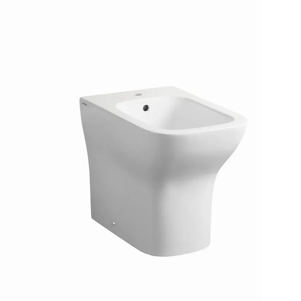 Kiamami Valentina Paire Bidet + Installation De Toilette Au Sol Affleurante Au Mur En Céramique Blanche