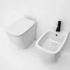 Wc À Poser|Kiamami Valentina Paire D'appareils Sanitaires Sur Pied, Blanc Brillant, Avec Abattants De Toilettes