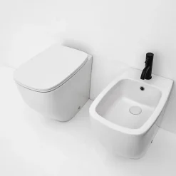 Wc À Poser|Kiamami Valentina Paire D'appareils Sanitaires Sur Pied, Blanc Brillant, Avec Abattants De Toilettes