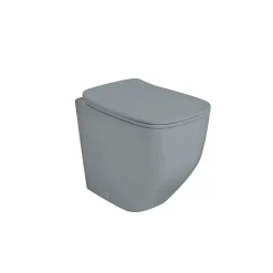 Kiamami Valentina Paire De Bidet Et Wc Encastrés Gris Mat Avec Abattant De Toilette