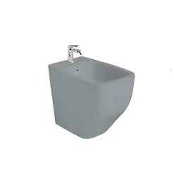Kiamami Valentina Paire De Bidet Et Wc Encastrés Gris Mat Avec Abattant De Toilette