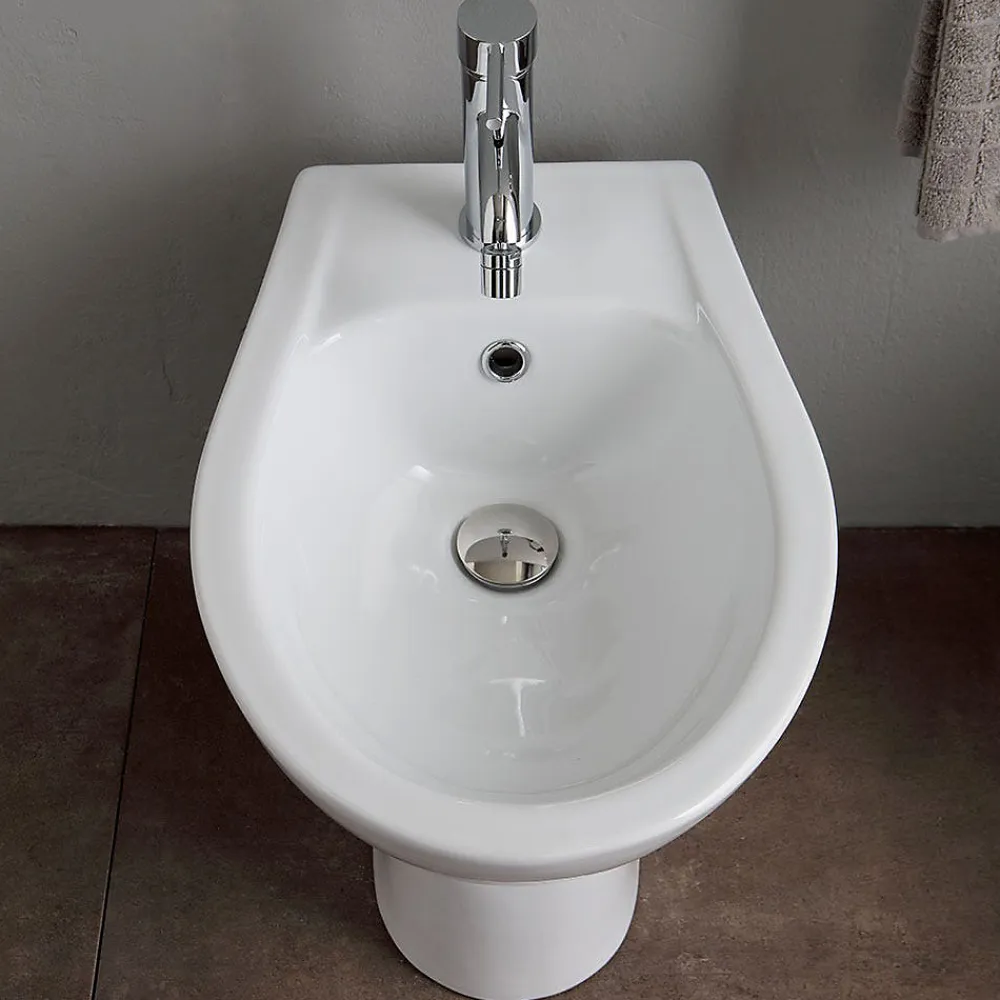 Wc À Poser|Kiamami Valentina Paire De Sanitaires Au Sol Wc Et Bidet En Céramique Blanche - Cipro
