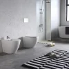 Wc À Poser|Laneri Paire de Sanitaires Bent Rimless - Cuvette + Bidet Mural au Sol Blanc Brillant - Sans Bride, Abattant Soft-Close