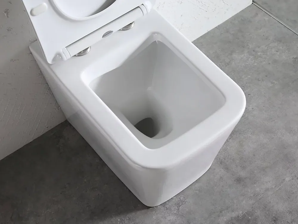 Laneri Paire de Sanitaires Edge Rim - Cuvette + Bidet Filo Muro Blanc Brillant - Sans Bride, Abattant Soft-Close