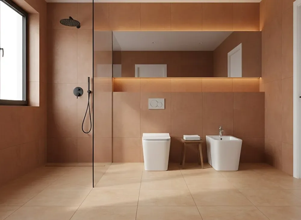 Laneri Paire de Sanitaires Edge Rim - Cuvette + Bidet Filo Muro Blanc Brillant - Sans Bride, Abattant Soft-Close