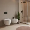 Wc À Poser|Laneri Paire de Sanitaires Suspendus Bent Rim - Cuvette + Bidet Rimless Blanc Brillant - Abattant Soft-Close