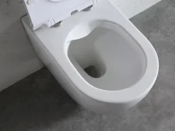 Wc À Poser|Laneri Paire de Sanitaires Suspendus Bent Rim - Cuvette + Bidet Rimless Blanc Brillant - Abattant Soft-Close