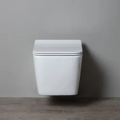 Kiamami Valentina Paire De Sanitaires Suspendus Wc Et Bidet En Céramique Avec Émail Antibactérien Et Système Rimless - Rock