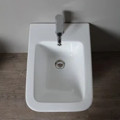 Kiamami Valentina Paire De Sanitaires Suspendus Wc Et Bidet En Céramique Avec Émail Antibactérien Et Système Rimless - Rock
