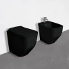 Wc À Poser|Kiamami Valentina Paire De Wc Sur Pied Et Bidet En Céramique Noire Mate