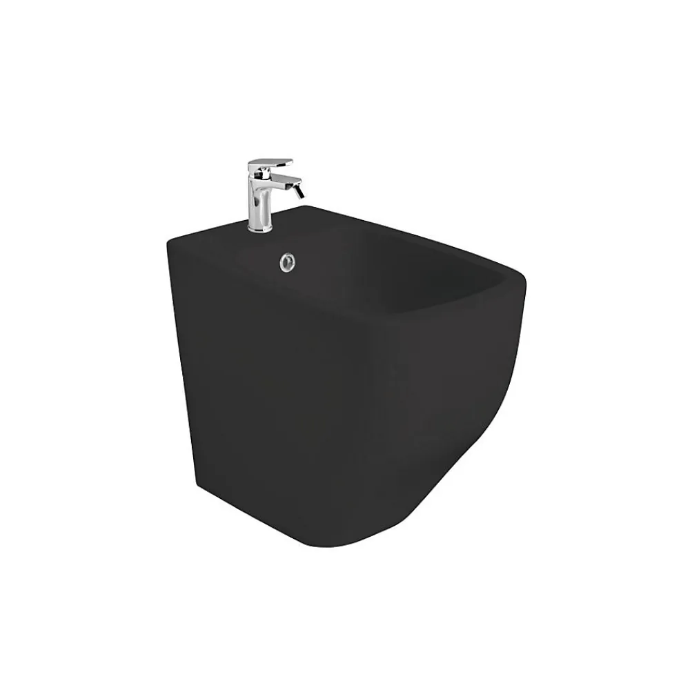 Wc À Poser|Kiamami Valentina Paire De Wc Sur Pied Et Bidet En Céramique Noire Mate