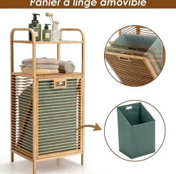 Giantex Panier à Linge en Bambou, Étagère Résistant à la Corrosion et aux Mites, Idéal pour Salle de Bain, Chambre, Balcon, Marron et Vert