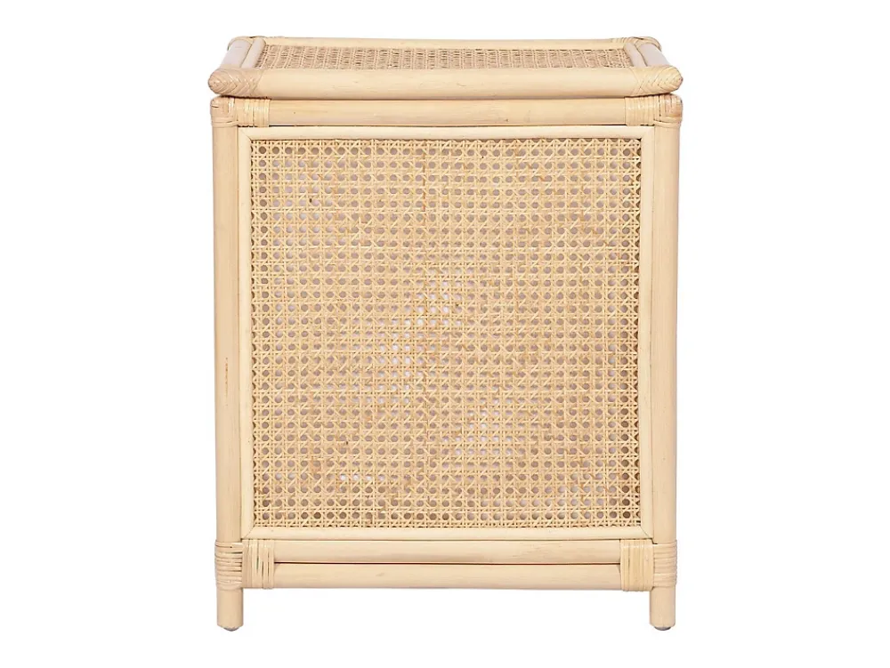 Meuble Buanderie|Vente-unique Panier à linge en rotin finition cannage avec couvercle - L. 45 x P. 33 x H. 56 cm - Naturel - CALYMA