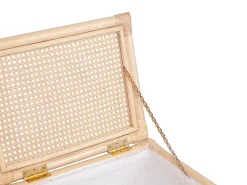 Meuble Buanderie|Vente-unique Panier à linge en rotin finition cannage avec couvercle - L. 45 x P. 33 x H. 56 cm - Naturel - CALYMA