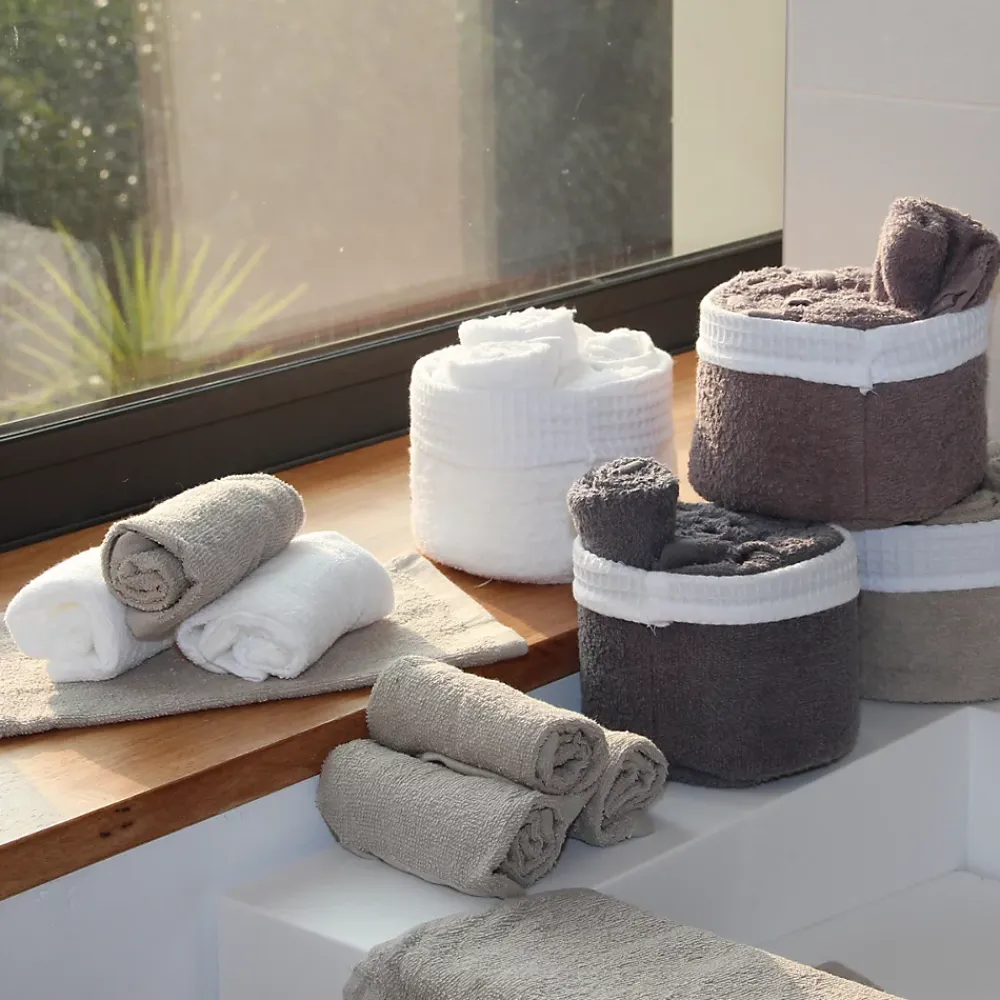 Serviette De Bain|Sud Etoff Panier invité avec serviettes (30x30 cm - Taupe)