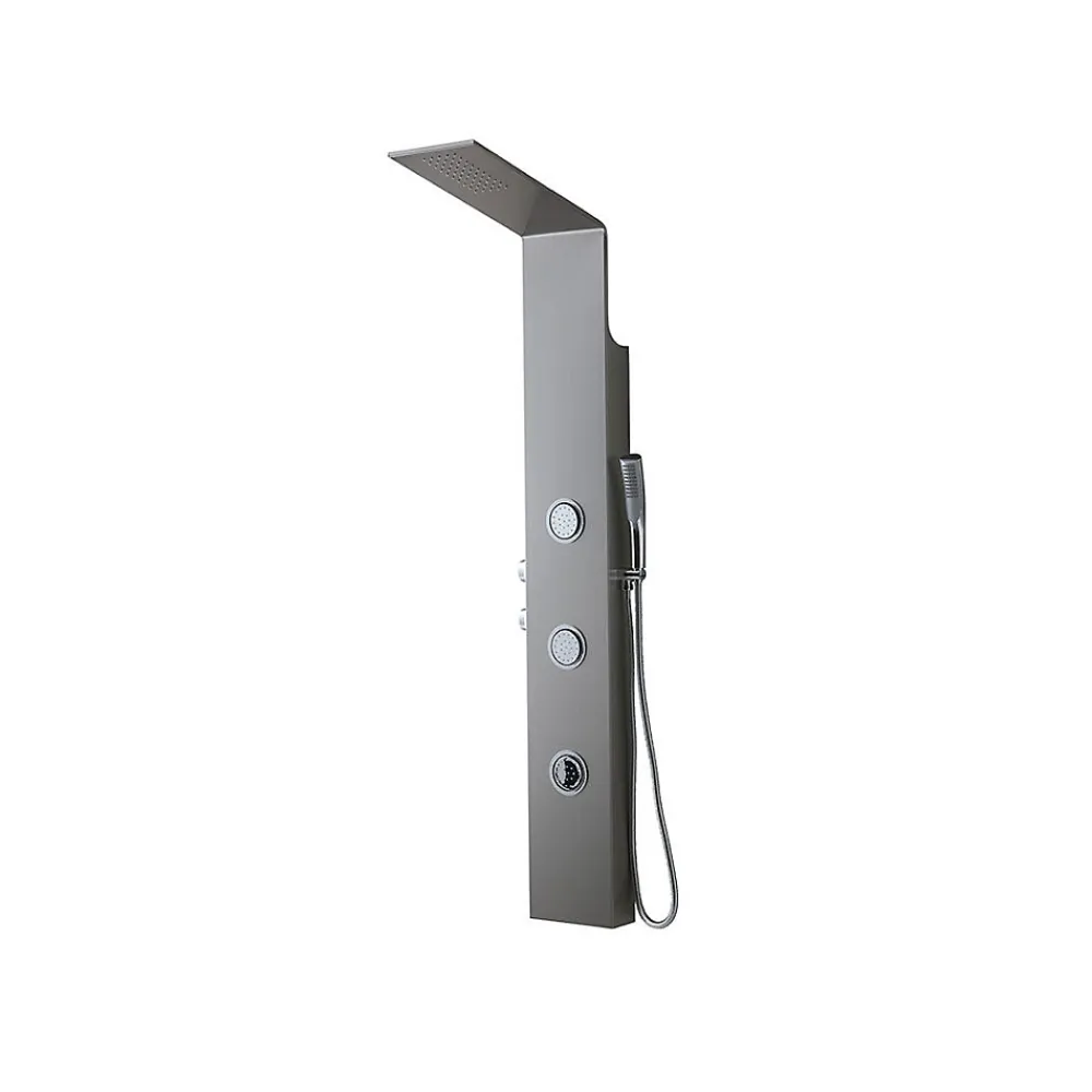 Kiamami Valentina Panneau De Douche Hydromassante En Acier Brossé Chromé H 150Cm