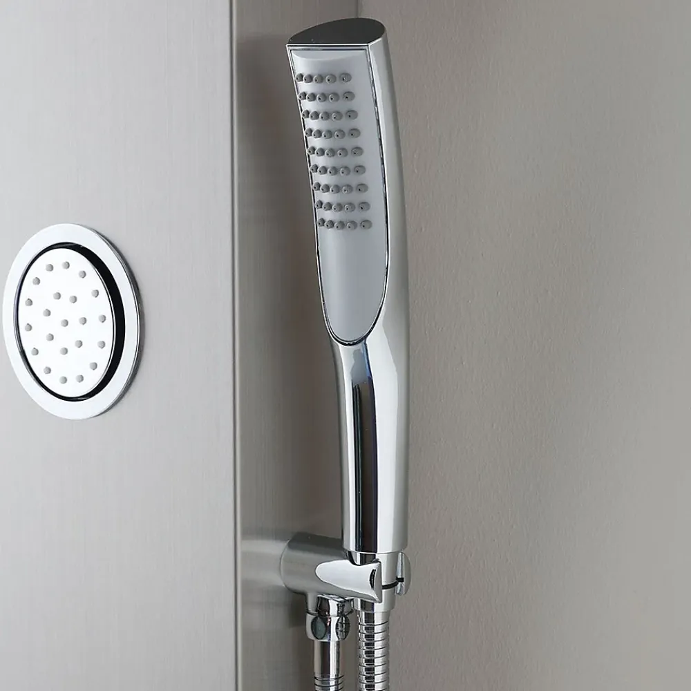 Kiamami Valentina Panneau De Douche Hydromassante En Acier Brossé Chromé H 150Cm