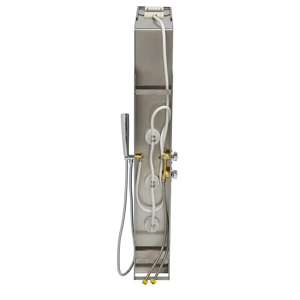 Kiamami Valentina Panneau De Douche Hydromassante En Acier Brossé Chromé H 150Cm