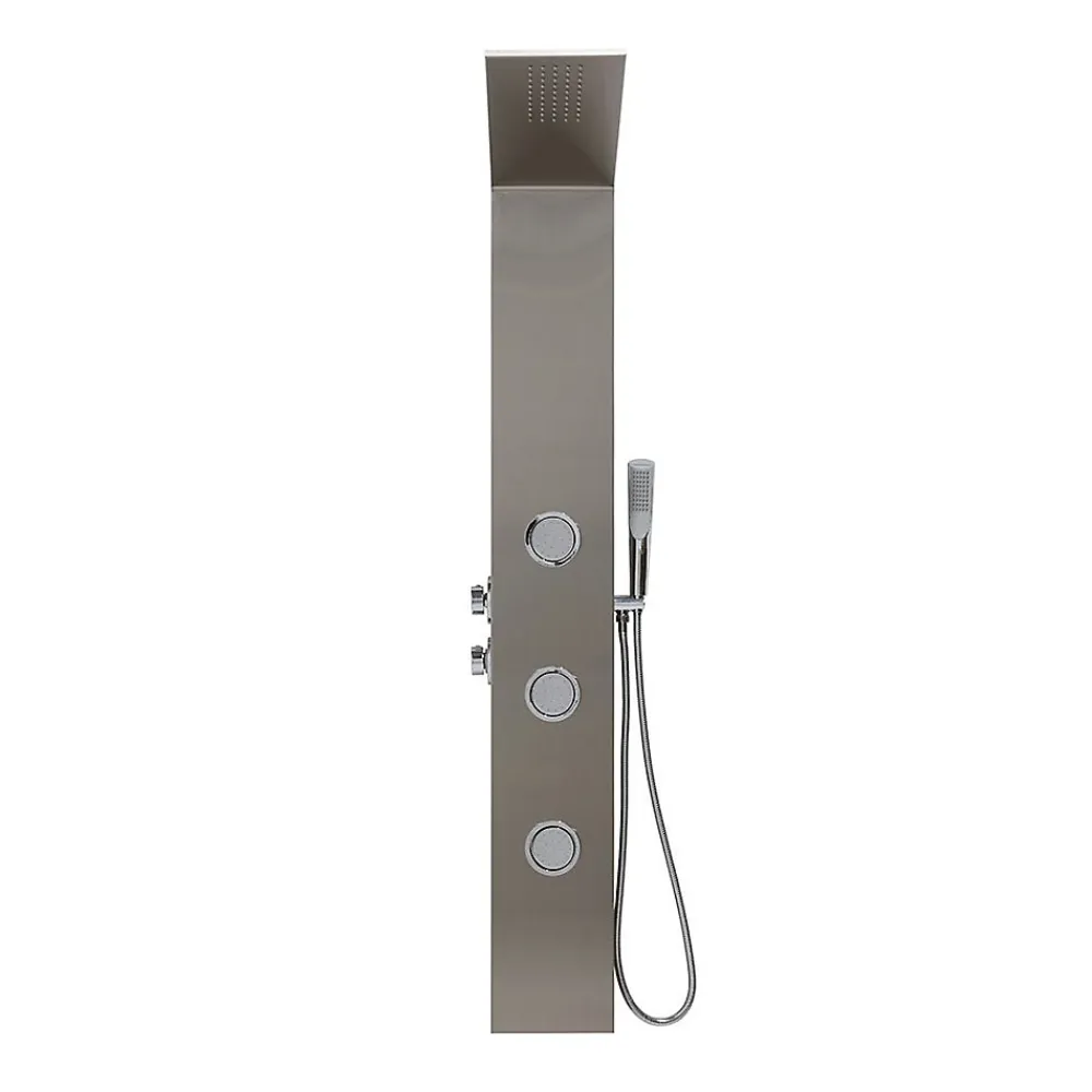 Kiamami Valentina Panneau De Douche Hydromassante En Acier Brossé Chromé H 150Cm