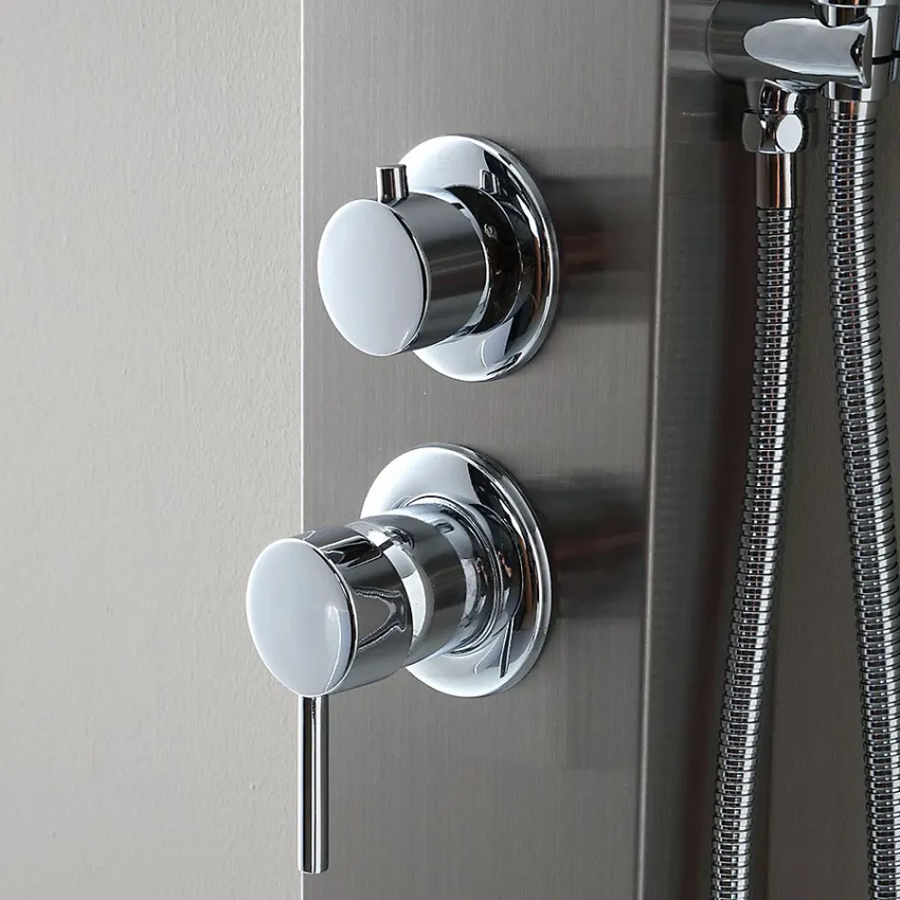 Pommeau De Douche, Flexible Et Barre De Douche|Kiamami Valentina Panneau De Douche Hydromassante En Acier Chromé Avec Design Carré
