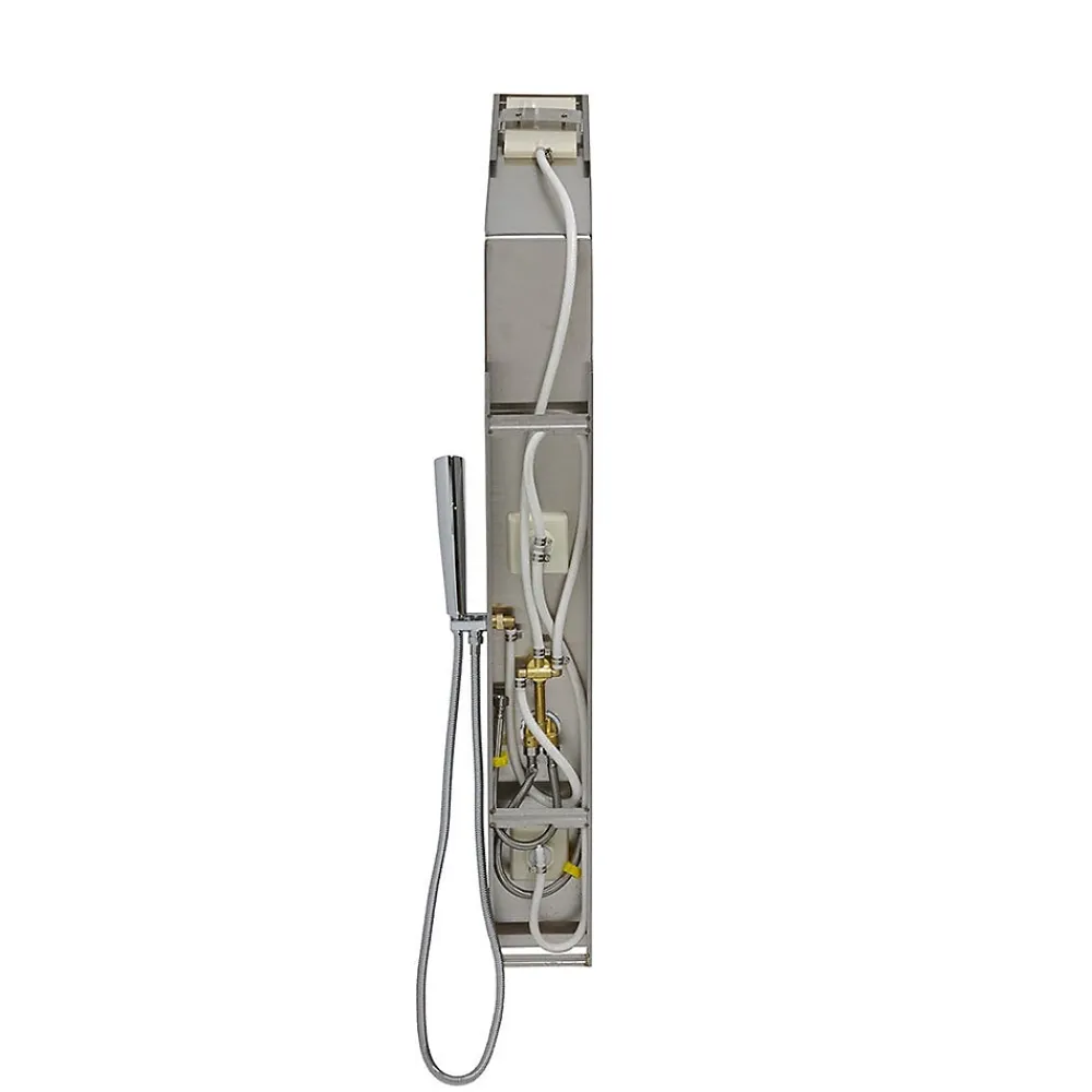 Pommeau De Douche, Flexible Et Barre De Douche|Kiamami Valentina Panneau De Douche Hydromassante En Acier Chromé Avec Design Carré